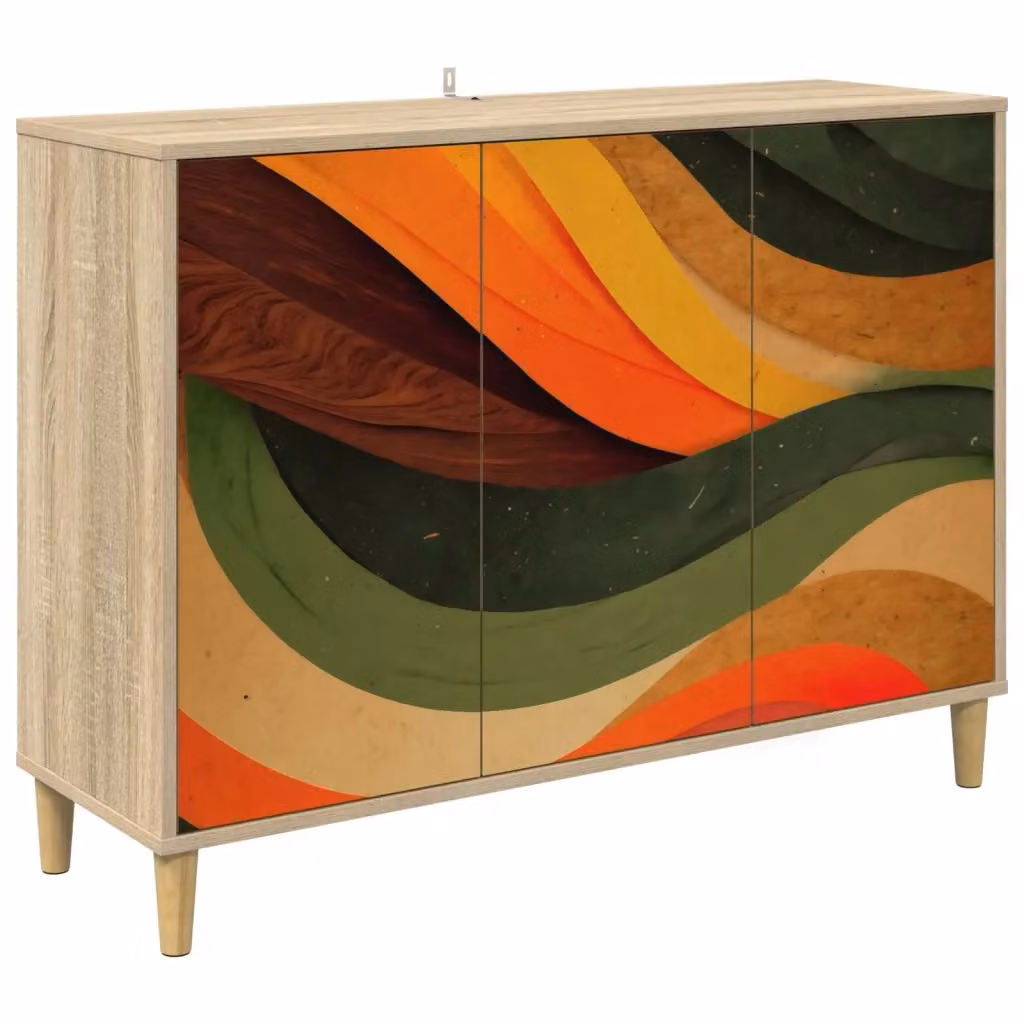 Credenza BONN vidaXL in legno ingegnerizzato marrone e multicolore L/P/H: 102 x 33 x 75 cm – 2