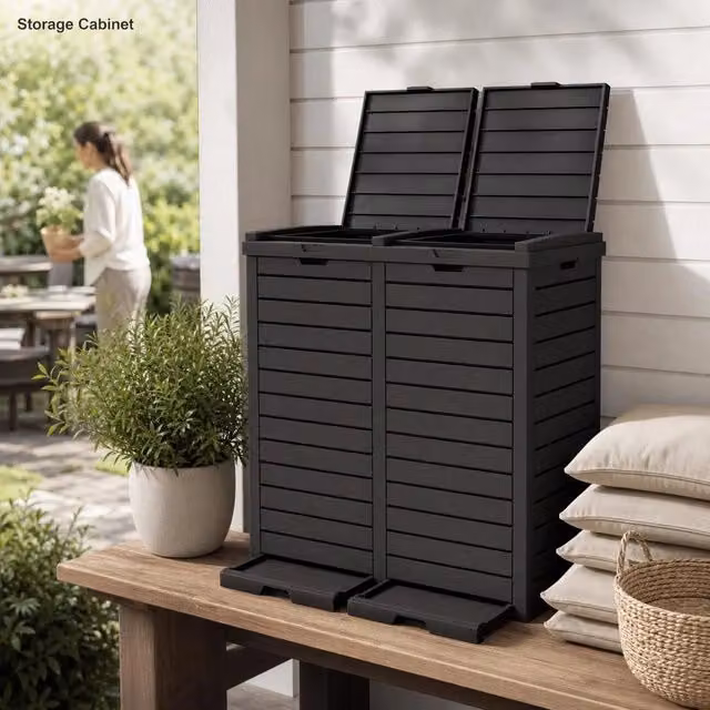 Outdoor Trash Can Black 78x41x86 Cm Polypropylene