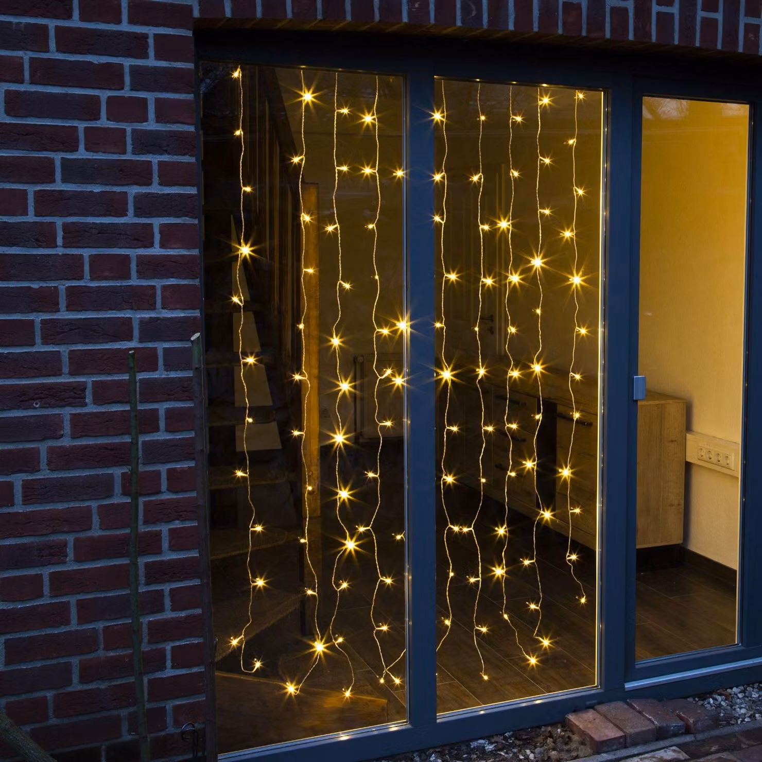 Barriera luminosa con 120 LED bianchi caldi, lunghezza 2 m
