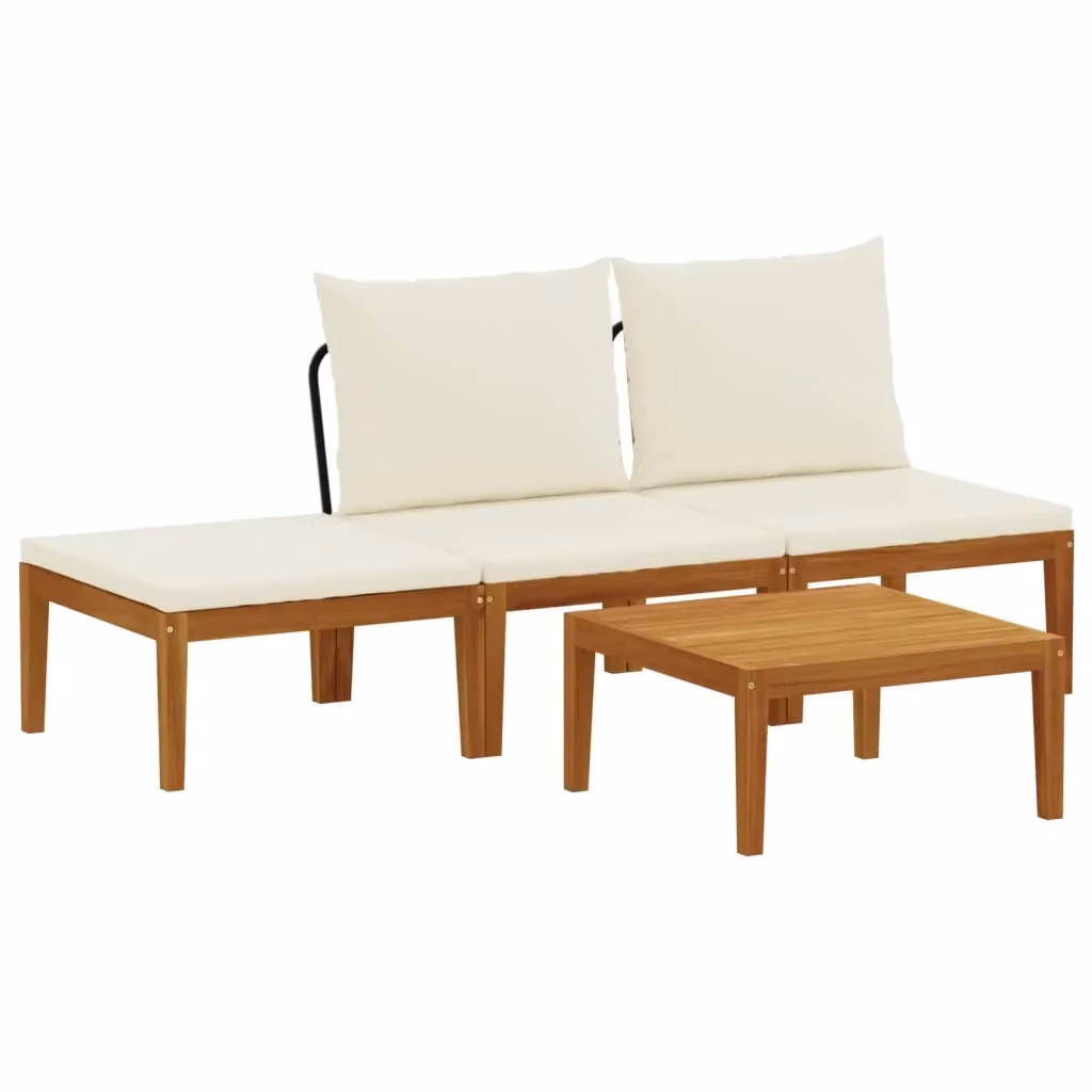 Set di 4 sedie moderne vidaXL in legno di acacia e corda color beige e bianco per giardino e terrazza