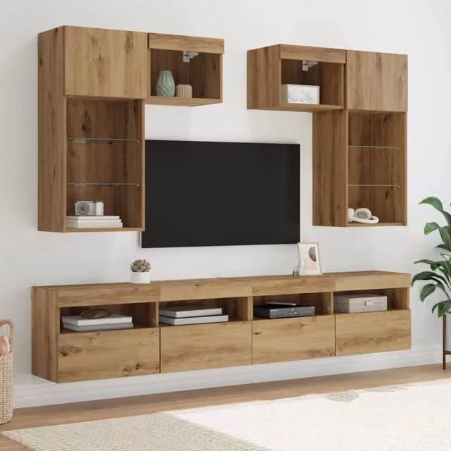 Mobile per TV a Muro 6 pz-Set di 6 Credenza per TV sospesa Legno vecchio 100 x 30 x 40 cm