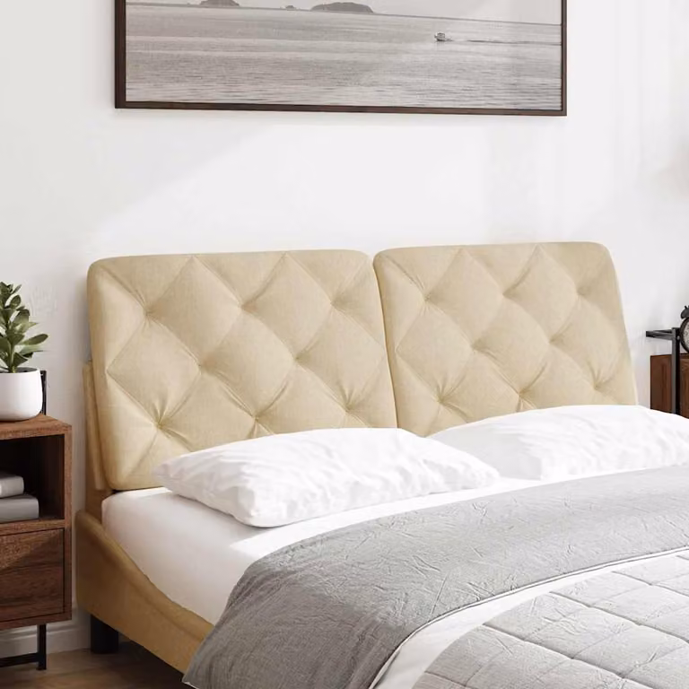 vidaXL Cuscino Testiera Crema 140 cm in Tessuto