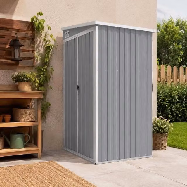 Outbuilding Shed, Grey, 118x100x178 Cm, Galvanized Steel