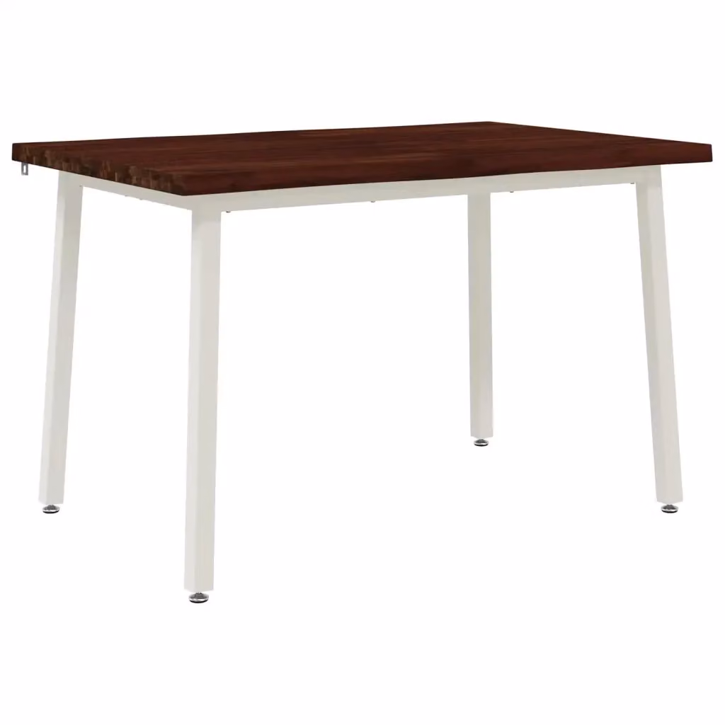 Tavolo rettangolare moderno vidaXL in legno di acacia con bordo live edge e struttura in metallo, L 120 x P 80 x H 75 cm – 2