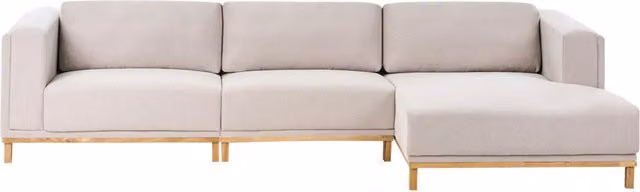 Divano angolare Beliani in velluto a coste beige con gambe in legno in stile moderno per il tuo soggiorno