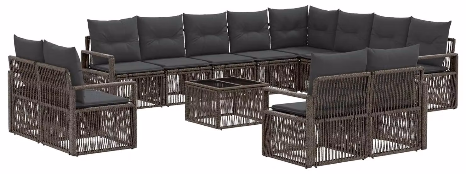 Set Divano da Giardino 13 pcs Grigio polyrattan