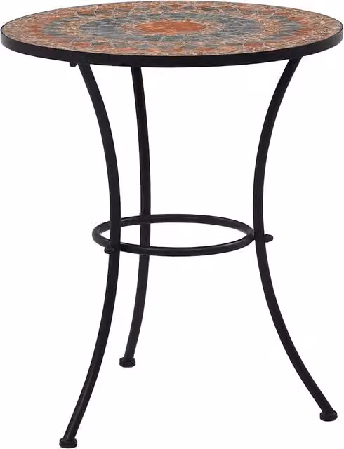 Tavolino da Bistrot con Mosaico Arancio/Grigio 60cm in Ceramica