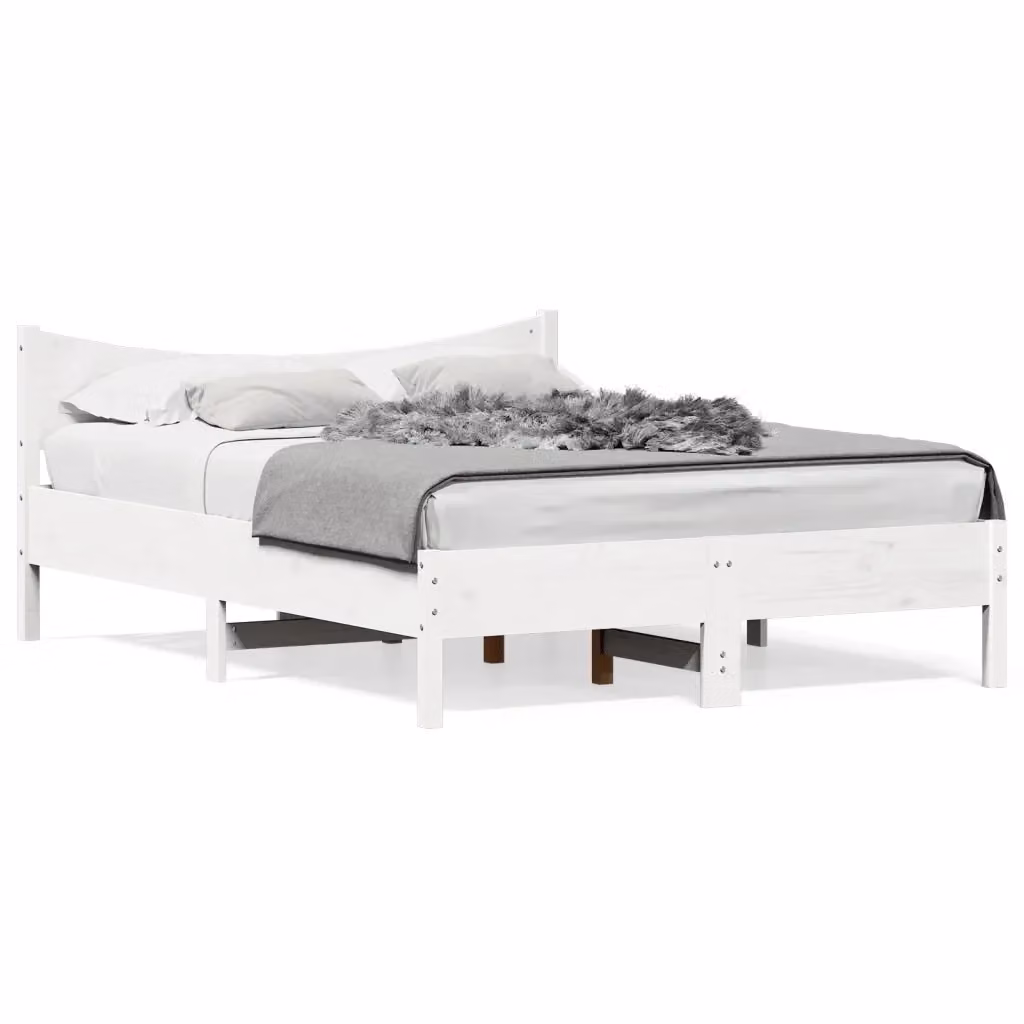 Letto senza materasso Design Mania in legno massello di pino bianco laccato L: 140.5 cm, P: 195.5 cm, H: 74 cm – 2
