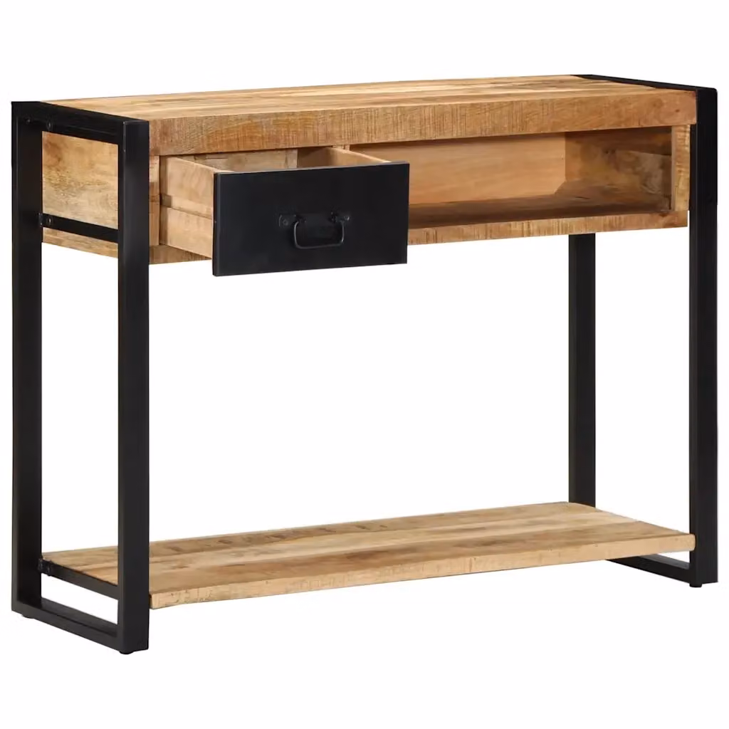 Tavolo Consolle vidaXL in Legno di Mango Grezzo Marrone L/P/H: 100 x 35 x 75 cm – 2