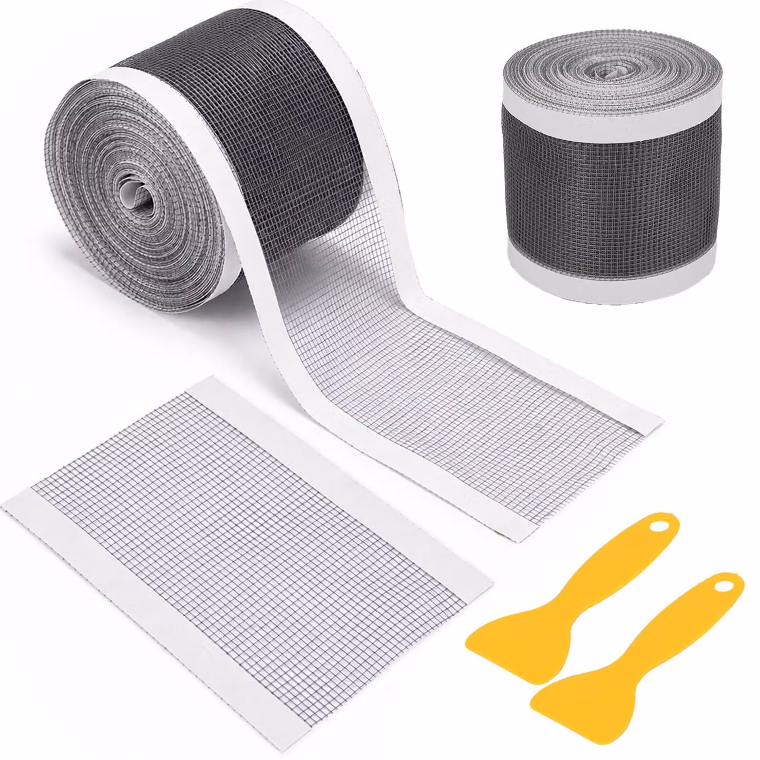 2 rotoli di filtro per capelli per scarico doccia, 7 cm x 10 m, griglia di scarico per doccia in fibra di vetro con spatola in plastica, filtro adesivo per capelli per scarico della doccia, bagno