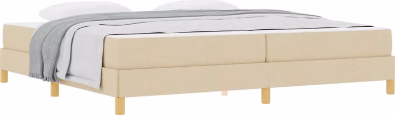 Letto a molle con materasso Crema 200 x 200 cm Tessuto