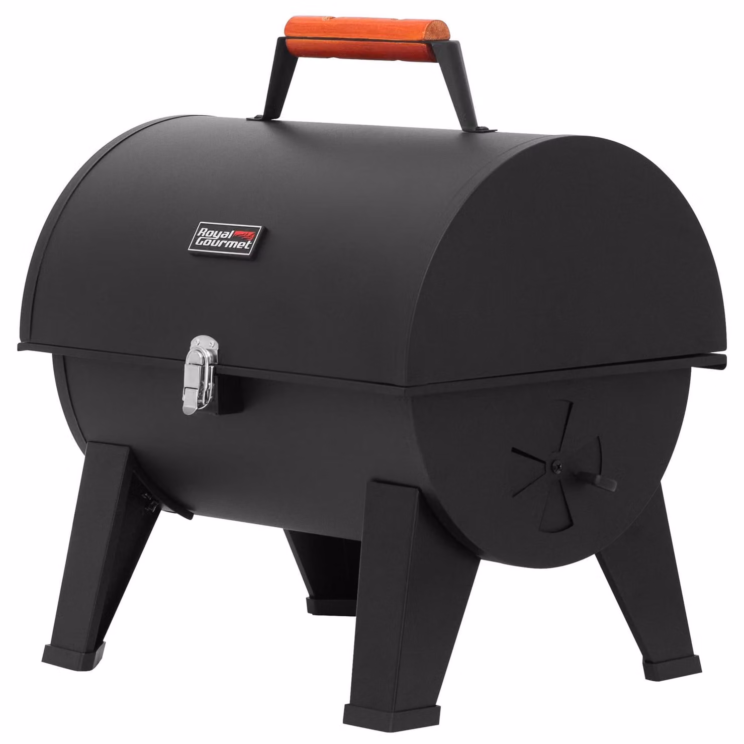 Griglia portatile a carbone, ideale per campeggio, giardino e picnic, pieghevole con manico in legno, colore nero
