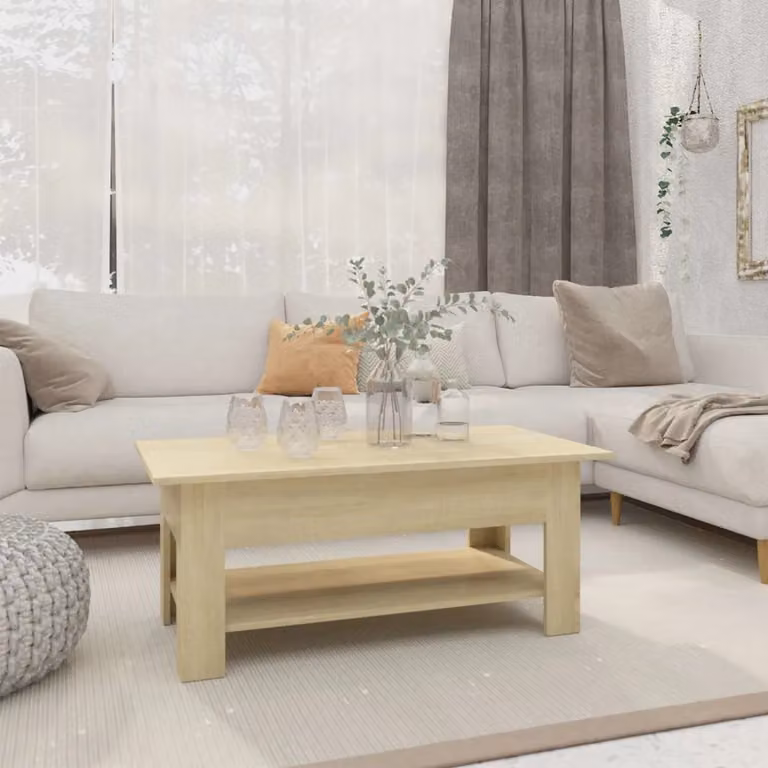 Tavolino da salotto moderno vidaXL in legno e MDF color rovere, L 102 cm x P 55 cm x H 42 cm