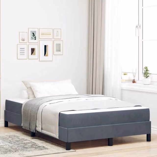 Letto a molle con materasso vidaXL in tessuto grigio L/P/H: 200 x 120 x 45 cm – 1