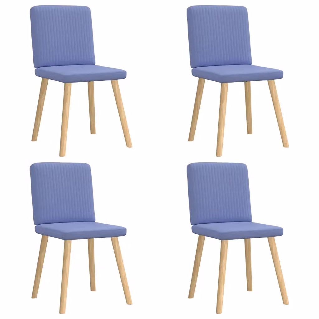 Set di 4 sedie da pranzo vidaXL in tessuto blu con struttura in legno e metallo per cucina e soggiorno – 2