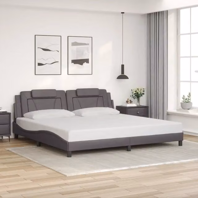 Giroletto Viana vidaXL in similpelle grigio senza materasso L/P/H: 200 x 200 x 74,5 cm