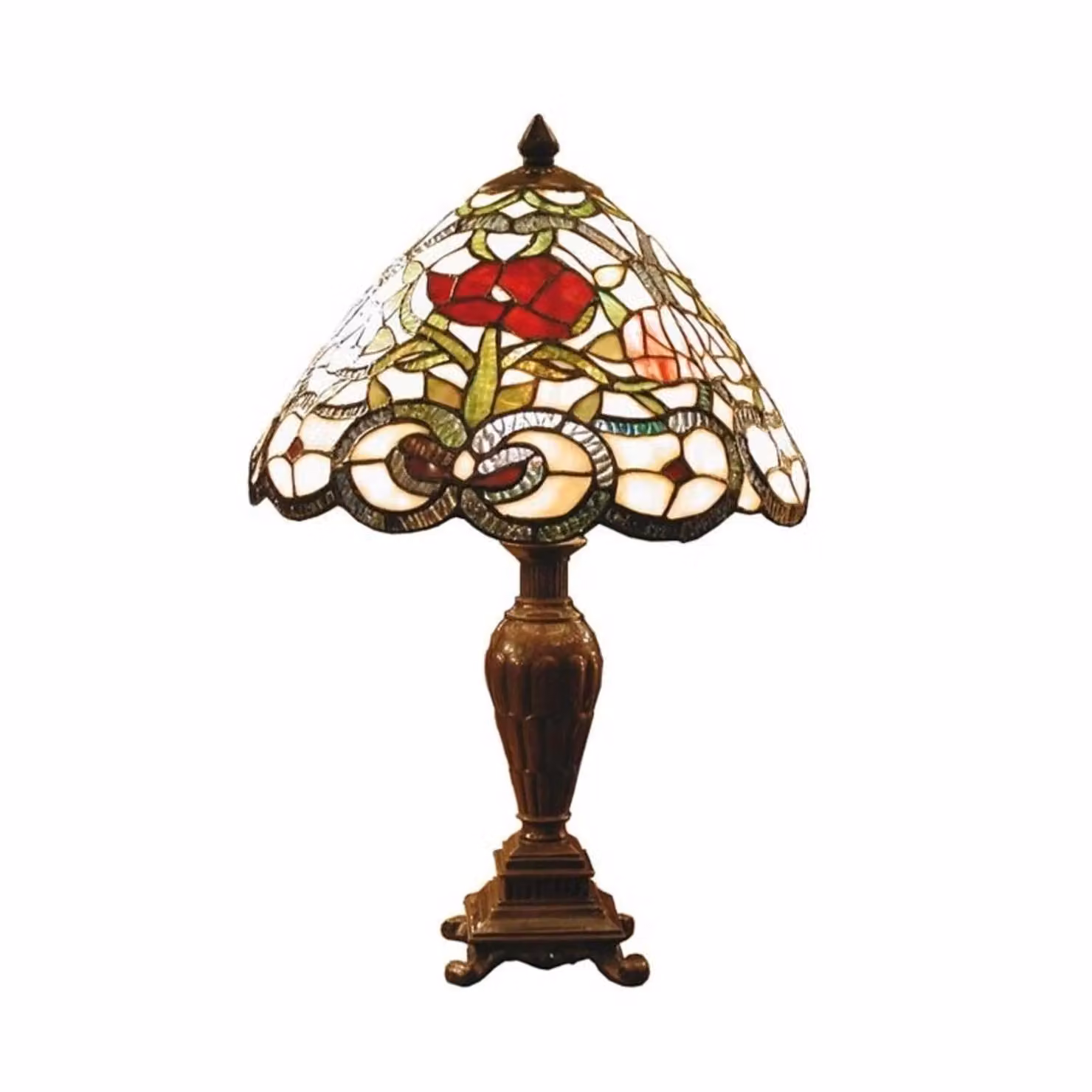 Clayre&Eef Lampada da tavolo Tiffany FLORA, Multicolore, Soggiorno / Sala da pranzo, Vetro, Tiffany, Lampada da tavolo