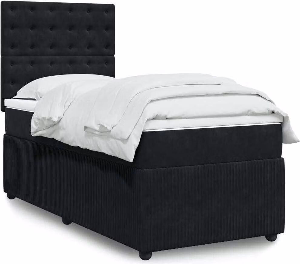 Maison Exclusive - Giroletto a Molle con Materasso Nero 100x200 cm in Velluto