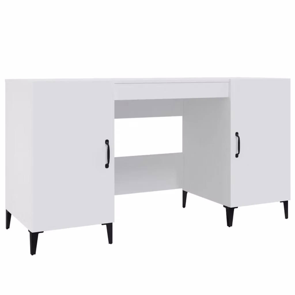 Scrivania da computer bianca vidaXL in legno e metallo L/P/H: 140 x 50 x 75 cm – 2