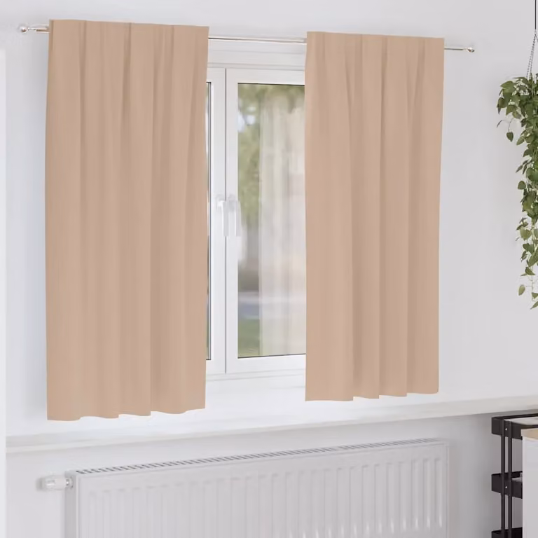 Set di 2 tende blackout vidaXL con anelli in poliestere, colore tortora, L: 140 cm, H: 175 cm