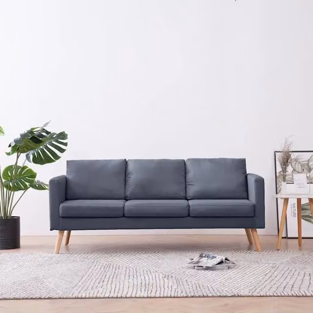 Divano a 3 Posti-Sofa 3 Posti in Tessuto Grigio Scuro 915518