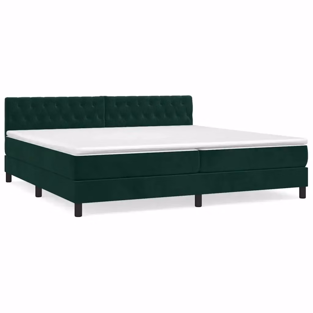 Letto Ibrido con Giroletto a Molle e Materasso in Velluto Verde Scuro vidaXL L/P/H: 200 x 200 x 203 cm – 2