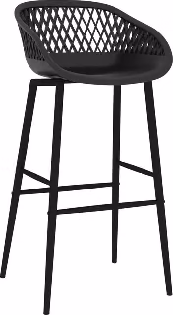 Set di 4 sedie da bar vidaXL nere in metallo e plastica con finitura opaca e design moderno geometrico