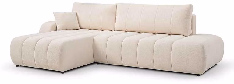 Divano angolare con funzione letto, modello Baloa, lato sinistro, colore avorio polveroso