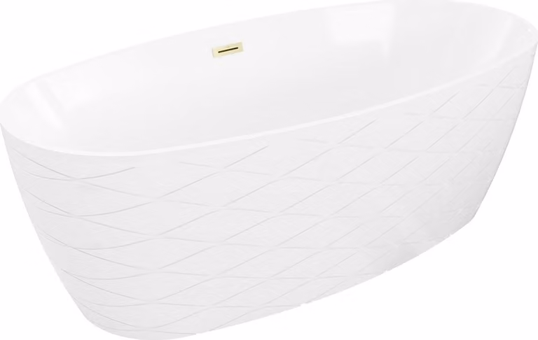 Mexen Olea vasca da bagno autoportante modello 170 x 80 cm, bianca, troppopieno oro spazzolato - 52821708000-55