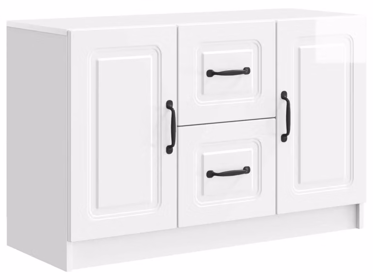 Credenza Bianco Lucido 89 x 34,5 x 57 cm Legno ingegnerizzato