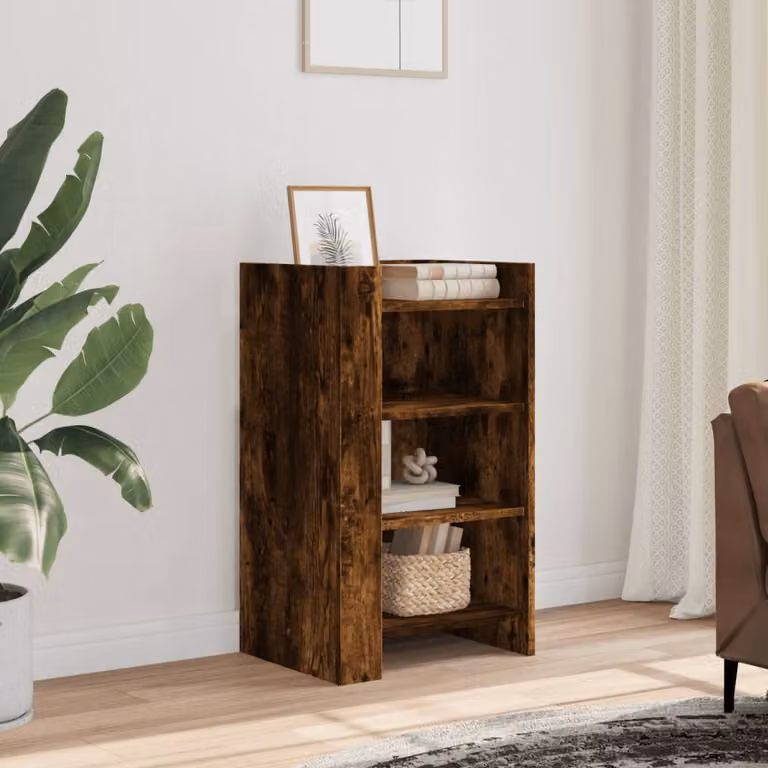 Credenza vidaXL in Legno Multistrato e MDF Rovere Fumo, Design Minimalista, L 45 cm x P 35 cm x H 75 cm