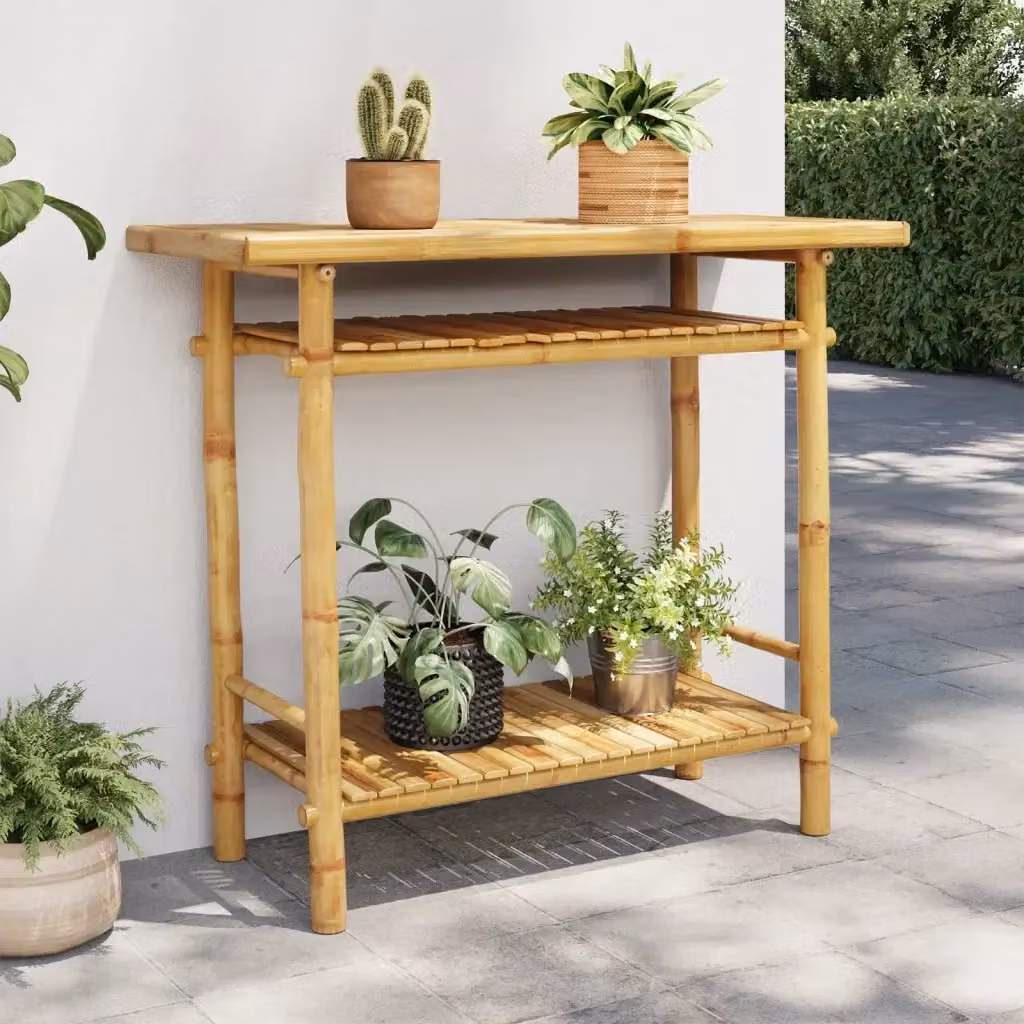 Tavolo Consolle d'Ingresso in Bambù Beige L/P/H: 90 x 37 x 75 cm – 2