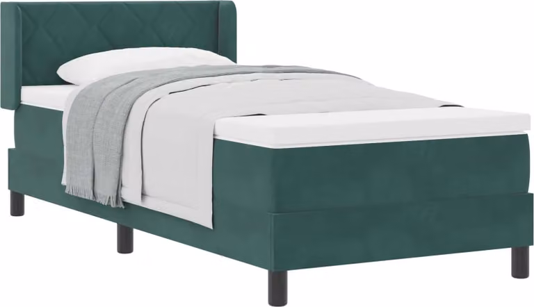 Letto a molle con testiera Verde Scuro 200 x 100 cm Velluto