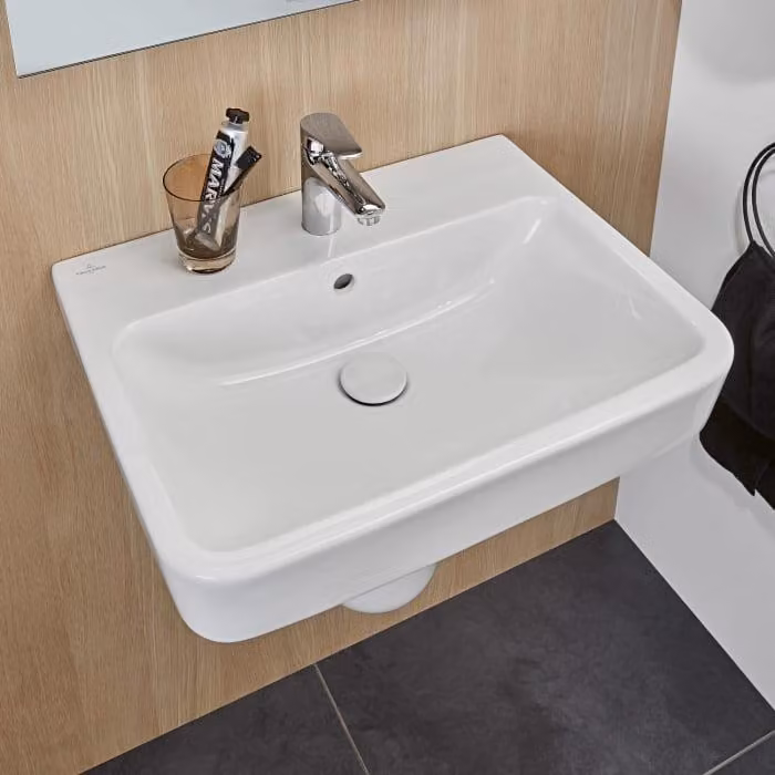 Villeroy & Boch O.novo - Lavabo 550x460 mm, con sfioratore, foro per rubinetto, CeramicPlus, bianco alpino 4A4155R1