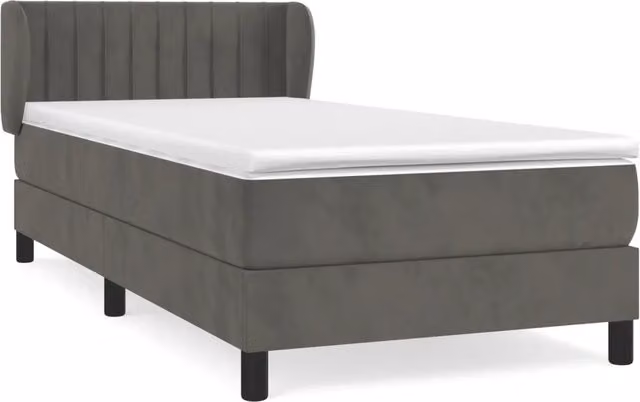 Letto singolo | Letto per adulti | Giroletto a Molle con Materasso Grigio Scuro 90x190 cm Velluto