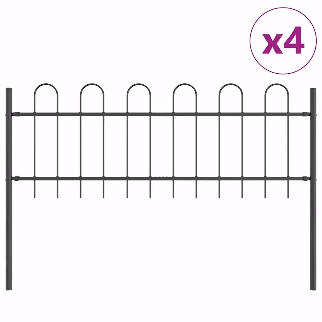 Recinzione per Giardino Videx in Acciaio Verniciato a Polvere Grigio L: 6,8 m x H: 1,1 m, Set da 4 Pezzi – 2