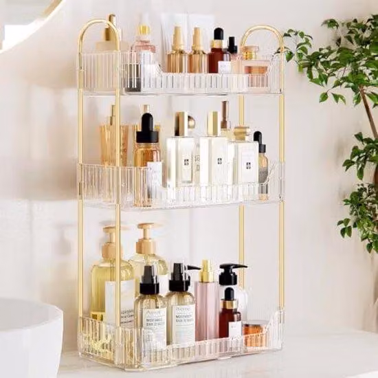 Organizer a cassetti a 3 ripiani, trasparente, per credenza, cassettiera da trucco