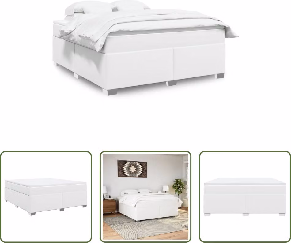 The Living Store Letto a molle con materasso bianco 180x200 cm in Pelle finta