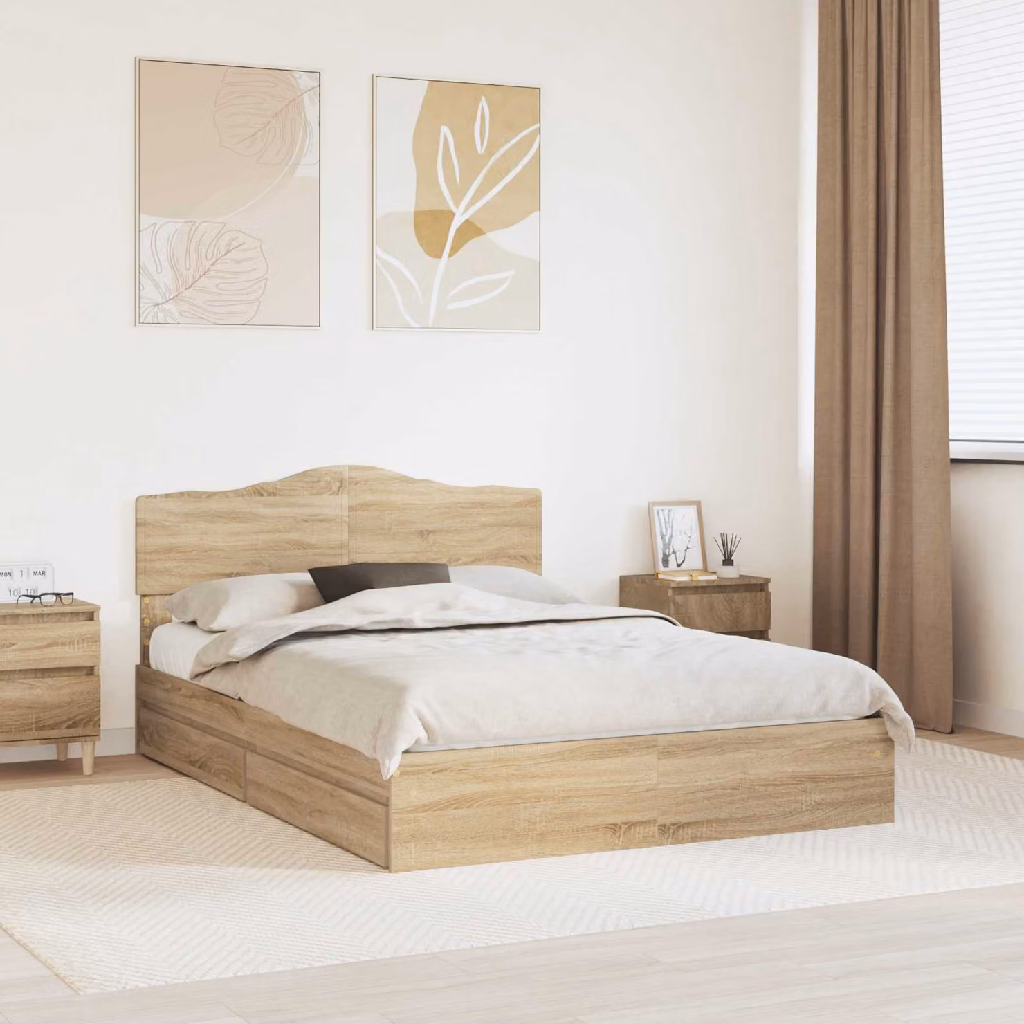 Letto con contenitore e cassetto vidaXL in Rovere Sonoma, L 140 x P 200 x H 206 cm