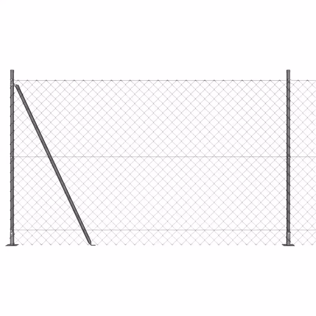 Recinzione a maglie vidaXL con base in cemento e pali in acciaio, Grigio, L: 25 m, H: 1,6 m – 2