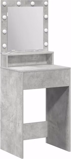 Toeletta DESIGN IN con specchio Hollywood LED, Tavolo da Trucco moderno in MDF color Grigio, L: 50 cm, P: 41 cm, H: 135 cm – 1