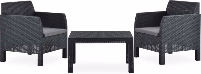 Maison Exclusive - Set da giardino a 3 pezzi con cuscini in rattan PP antracite