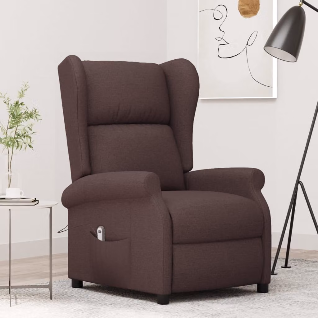 Maison Exclusive - Poltrona reclinabile elettrica, color marrone scuro, rivestita in tessuto