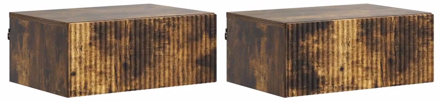 Mobiletto da notte a muro 2 pcs Rovere Fumo 49 x 34,5 x 20 cm
