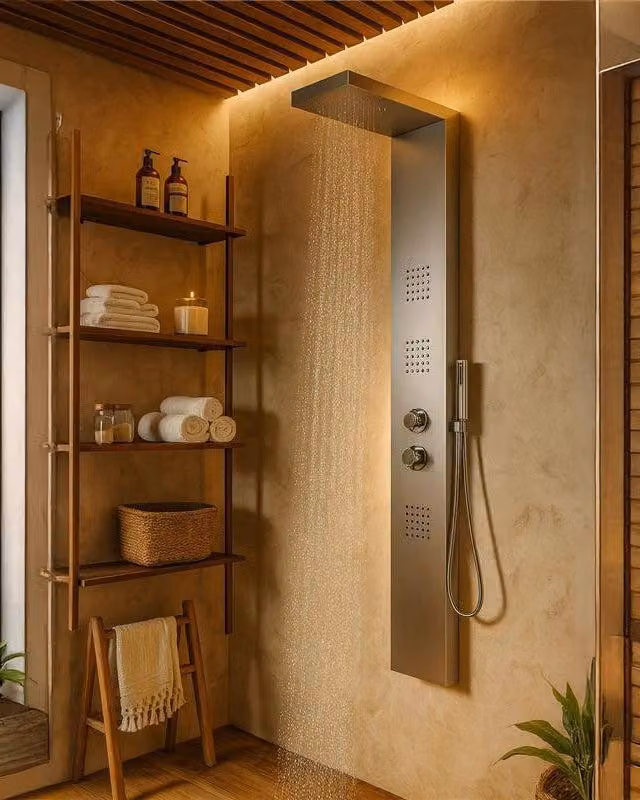 Pannello doccia idromassaggio termostatico effetto cascata in acciaio Quadro