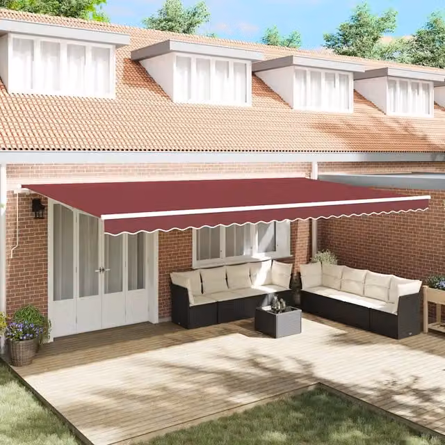 Tenda da sole retrattile manuale VIDAXL in alluminio e poliestere, rosso e bianco, L: 600 cm, P: 300 cm