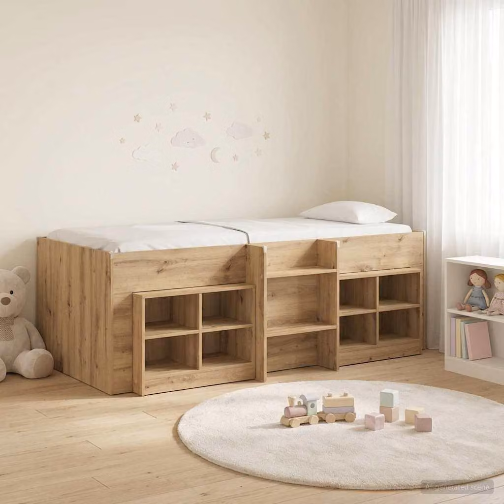 Maison Exclusive - Struttura letto a soppalco con armadio, realizzata in legno impiallacciato effetto "Artisan Oak" (3 pezzi)