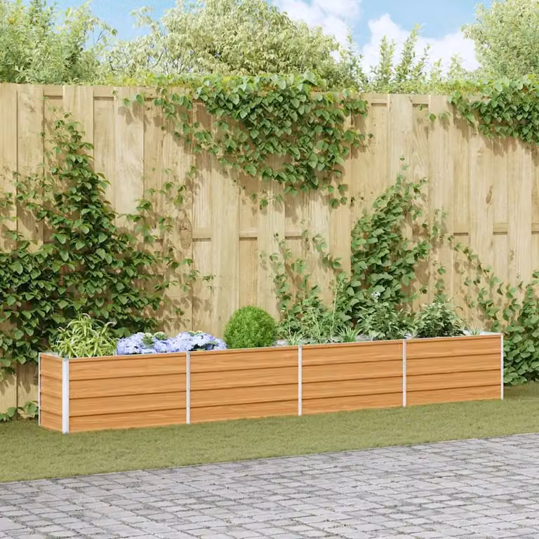 Letto rialzato da giardino vidaXL in acciaio galvanizzato Marrone Chiaro L: 320 cm, P: 40 cm, H: 45 cm