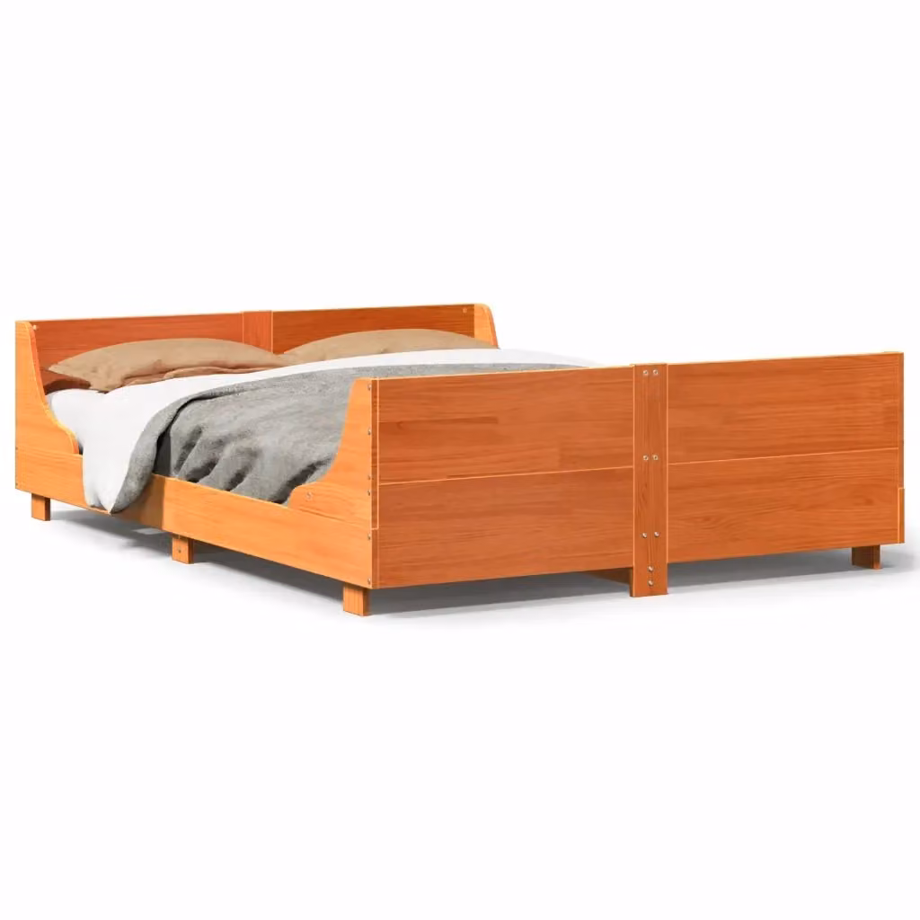 Letto in legno di pino Marrone Cera vidaXL senza materasso L 140 x P 190 cm – 2