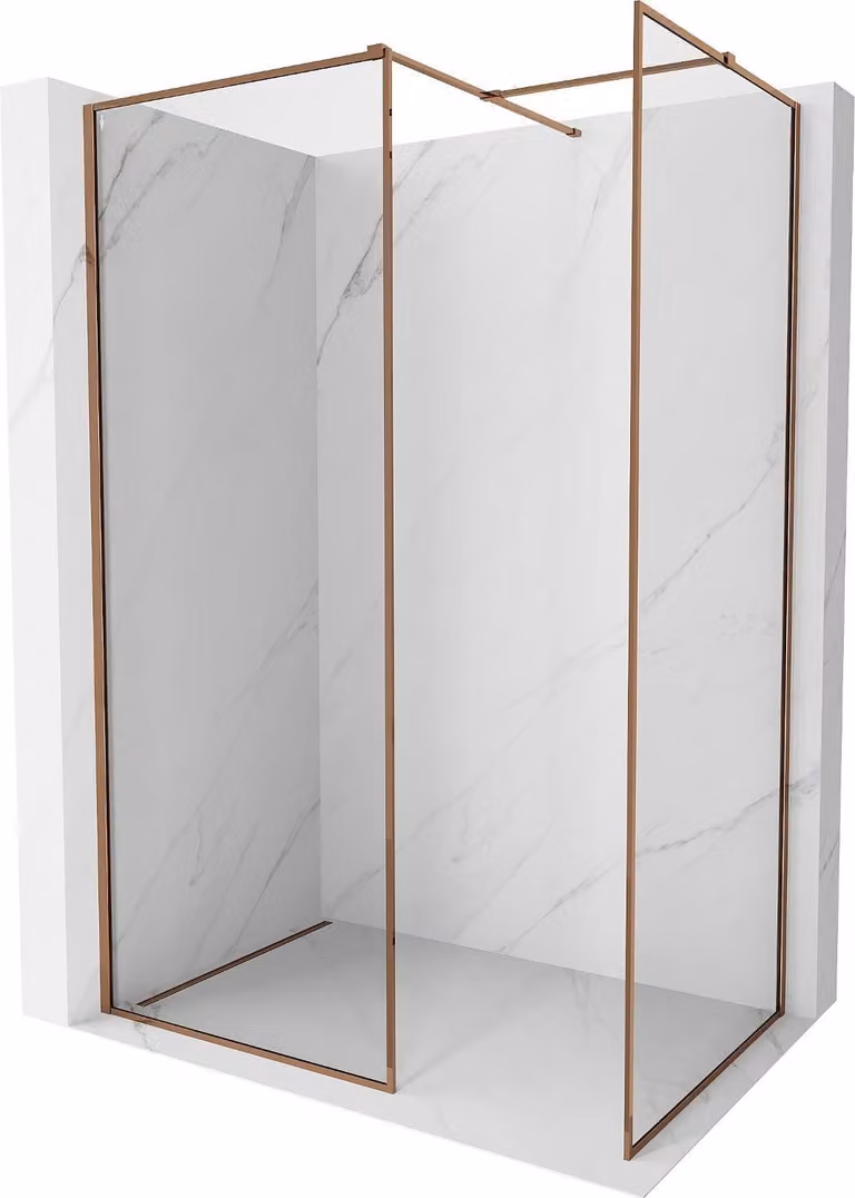 Mexen Kioto-F Parete doccia Walk-in con cornice 180 x 105 cm, trasparente 8 mm, oro rosa - 800-180-202-04-60-105
